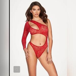 Fredericks of hollywood Kerry asymmetrical bodysuit red XL lingerie